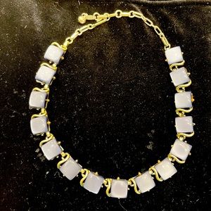 Vintage Mid-Century Coro light blue and silver-tone thermoset lucite necklace